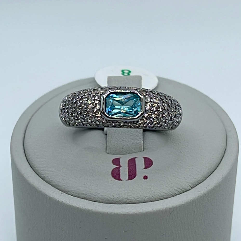 Bomb Party Ring YOURS IN A HEARTBEAT RBP6635 Aqua Blue CZ/Hematite NWT&BAG